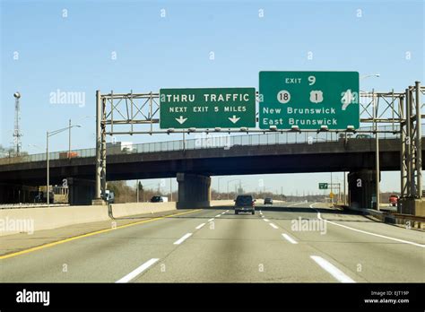 New Jersey Turnpike I 95 Interstate Exit In New Jersey Usa Stock