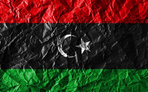 Download Wallpapers Libyan Flag 4k Crumpled Paper African Countries