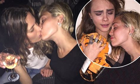 Miley Cyrus Locks Lips With Gal Pal As She Cuddles Up To Cara Delevingne Daily Mail Online