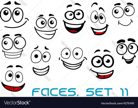 Funny Happy Faces Cartoon Characters Royalty Free Vector