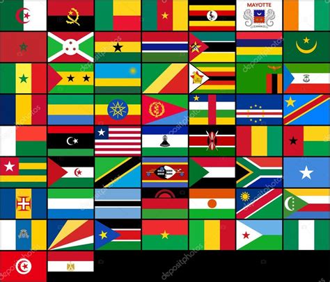 Set Of Flags Of African Countries Vector Flags Of Africa Stock Vector
