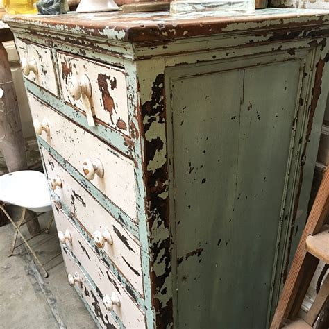 Rustic Original Distressed Paint Antique Cedar Chest Of Drawers The
