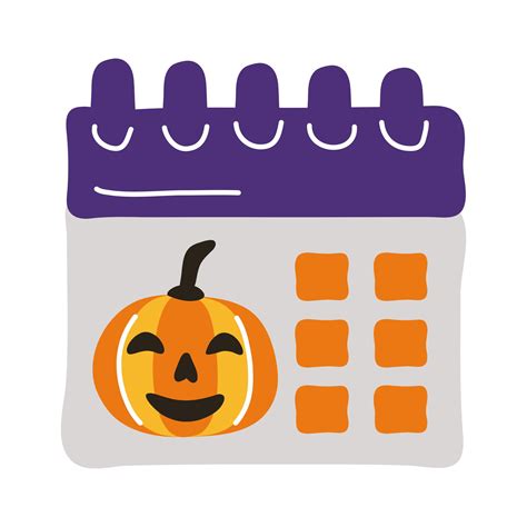 Halloween Calendar With Pumpkin Face Flat Style 2477411 Vector Art At