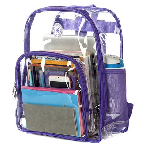 Wholesale Clear Backpacks Purple Trim 17 Dollardays