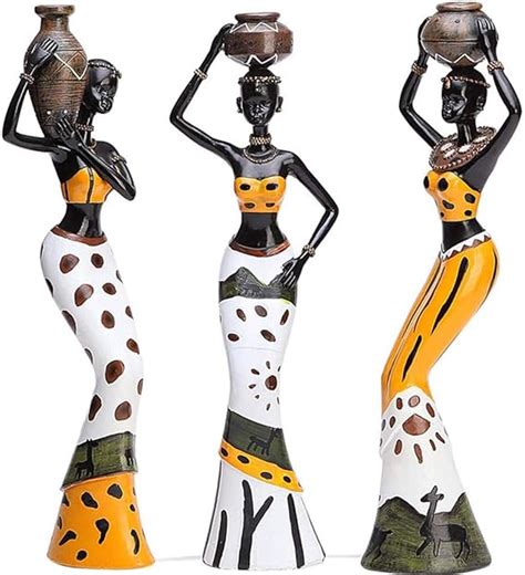 Xfxdbt 3 Pack Africanoo Estatuas Figurasafricanoo Mujer Escultura