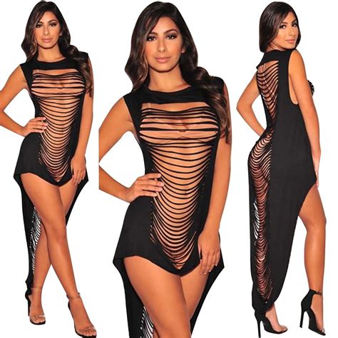 Super Sexy Women Cut Out Strappy Club Wear Dress Multi Color Tie Dye Hi Lo Tank Dress Hot Ladies