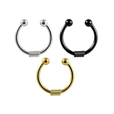 Fake Septum Ring Faux Septum Ring With Spring Design Non Etsy