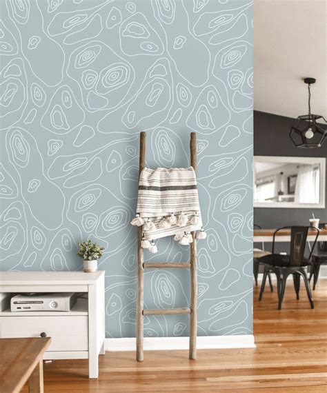 Peel And Stick Wallpaper Mural Blue White Removable Abstract Etsy