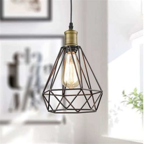 This listing is for the farmhouse pendant light only. Polygon Farmhouse Metal Wire Cage Shade Plug-in Pendant ...