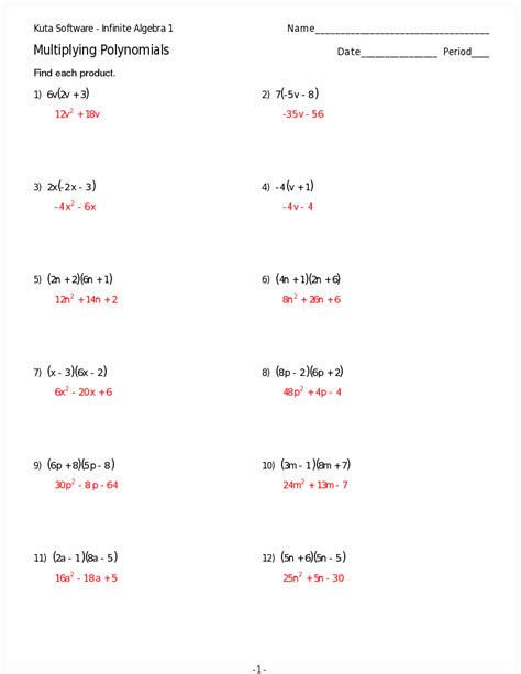 Kuta Software Infinite Algebra 1 Answer Key Properties Of Exponents