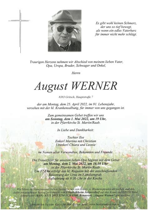August Werner Bestattung Leiner Eu