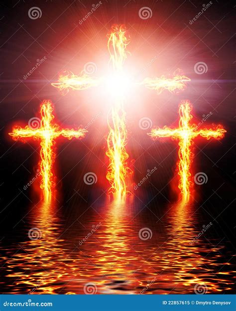 Cross Burning In Fire Royalty Free Stock Photo Image 22857615