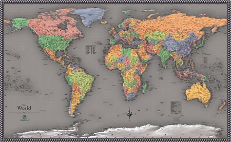 World Contemporary Wall Map By Outlook Maps Mapsales