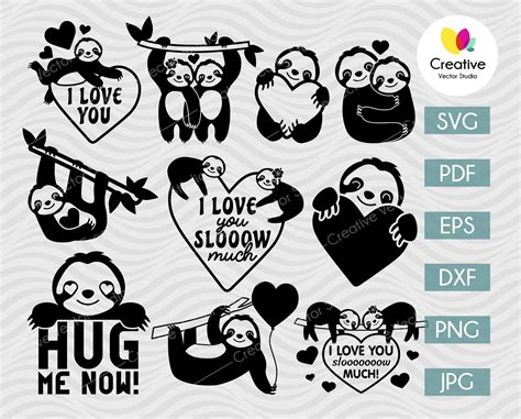 Valentine Sloth SVG Bundle | Creative Vector Studio