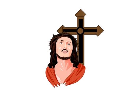 Premium Vector Jesus Face On A Cross Vector Illustration