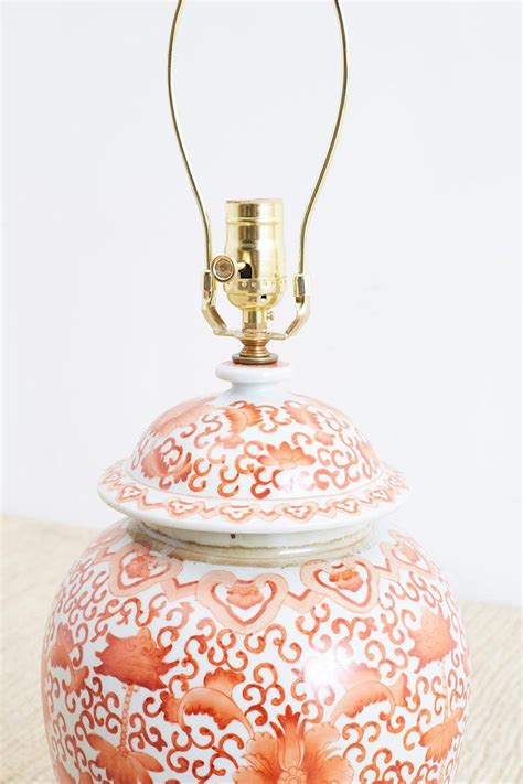 Royal copenhagen lidded ginger jar with large gilded floral decoration and gilded banding. Pair of Chinese Porcelain Floral Ginger Jar Lamps For Sale ...