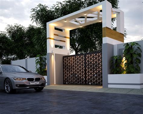 The use of clean lines inside and out, without any superfluous decoration, gives each of our modern homes an uncluttered. gate entry by egmdesigns | Front gate design, House gate ...