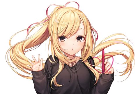 Download 2064x1418 Anime Girl Blonde Pen Long Hair