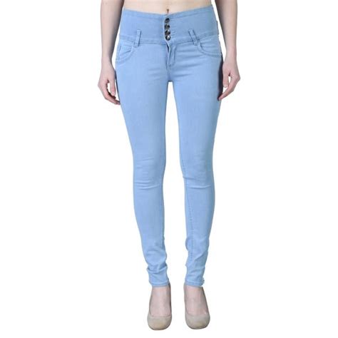 Editlook Women S Slim Fit High Waist Light Blue Jeans Jiomart