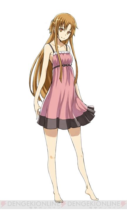 Asuna Sao Sword Art Online 10s 1girl Barefoot Brown Eyes Brown Hair Collarbone Dress