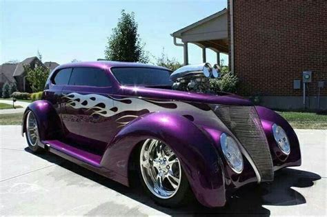 Purple Hot Rod Old Carschallengers And Motorcycles