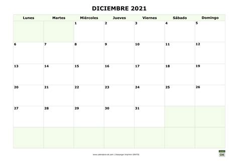 Plantilla Calendario 【diciembre 2021】 Para Imprimir