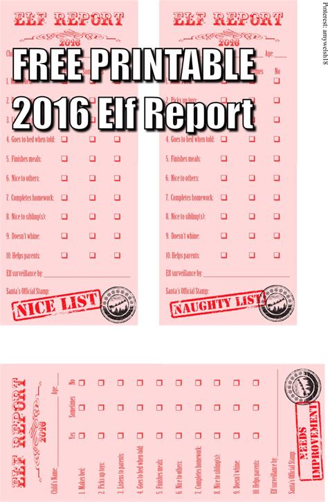 Free printables » free printable activities » free printable stationery » nice list stationery. Elf on the Shelf Printable NEW 2016 Elf Report! Does your ...