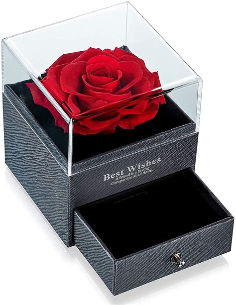 Beautiful T Preserved Fresh Flower Rose In A Jewelry Box Rose T