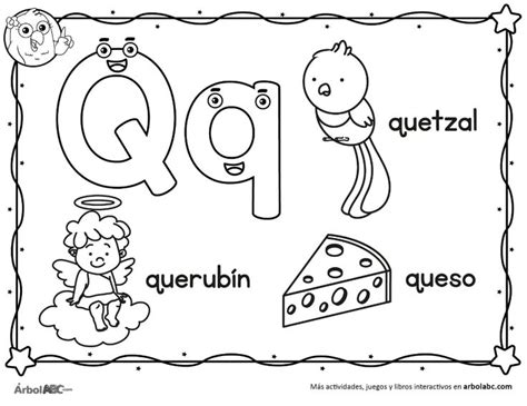 Letra Q Para Colorear Árbol Abc Enseñanza De Las Letras