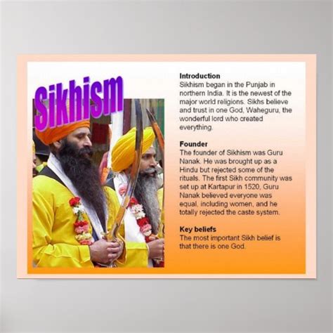 Education Religion Sikhism Key Beliefs Poster Zazzle