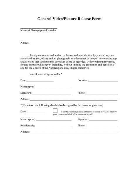 Printable General Release Form Pdf