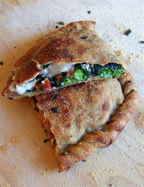 Veggie Calzone With Roasted Garlic Cream Leafy Greens And Me