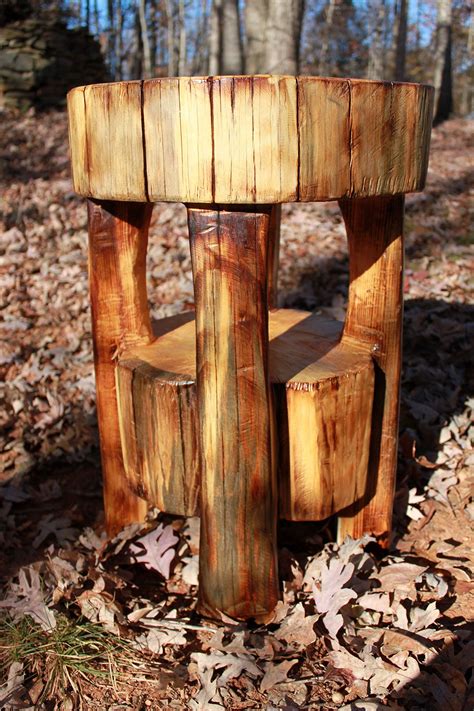 Experimental design and materials and methods in the drinking water studies of acetone. Refined rustic chainsaw carved wood side table, 26" tall ...