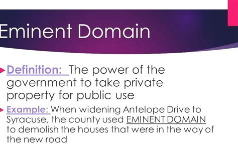 Eminent Domain The Power Of Eminent Domain