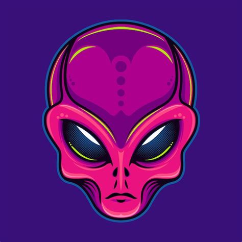 Ilustración De Dibujos Animados De Cabeza Alienígena Magenta Vector