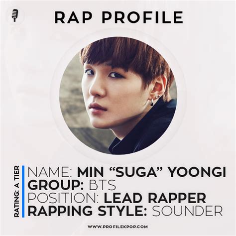 Suga Bts Rap Profile Profile Kpop Vocal And Rap Skills With