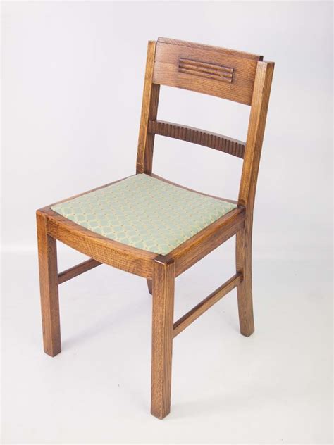 | vintage hampson, mintie, & abbott dark oak dining chair. Set 4 Vintage Art Deco Oak Dining Chairs