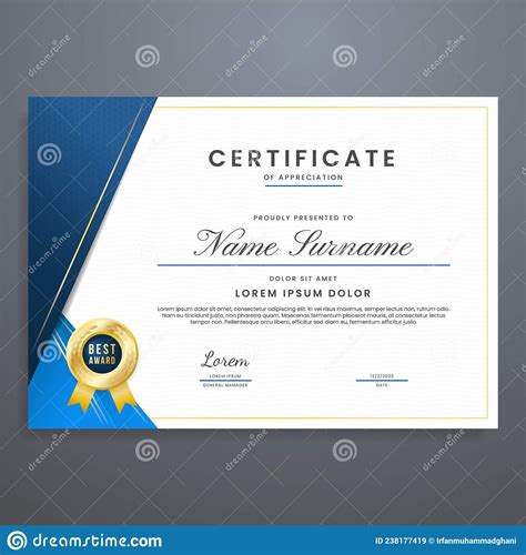 Blue And Gold Certificate Of Appreciation Luxury Multipurpose