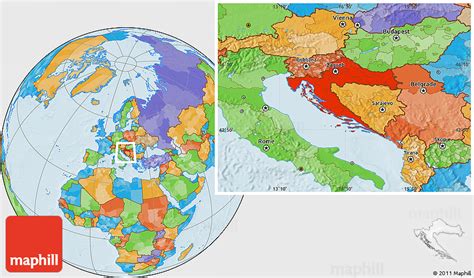A bay of the adriatic sea at blato, živogošće, croatia. Political Location Map of Croatia