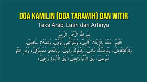Doa Sesudah Sholat Tarawih Dan Witir Bahasa Arab Latin Dan Artinya