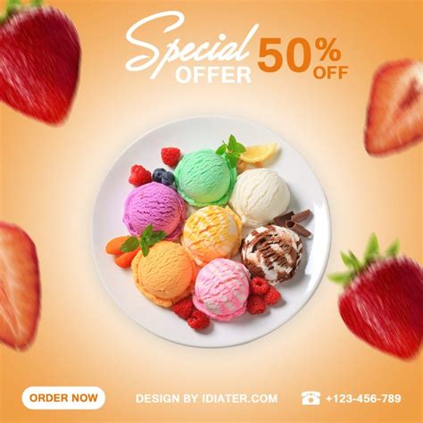 Creative Customize Ice Cream Banner Psd Poster Template Indiater
