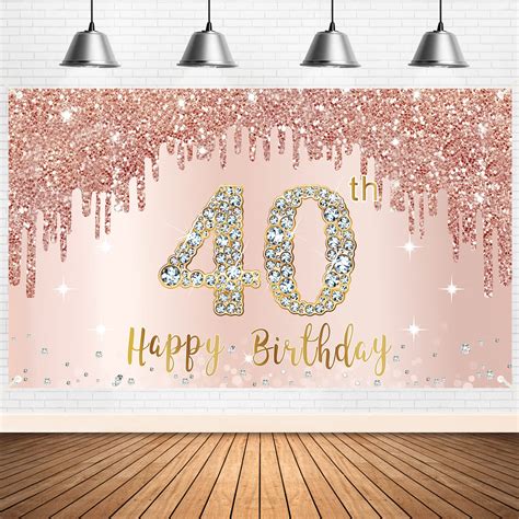 Buy Happy 40th Birthday Banner Backdrop Decorations For Women Rose