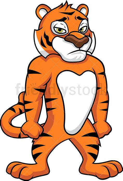 Tiger Mascot Looking Sad Vector Cartoon Clipart