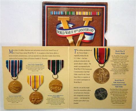 1995 P Ww2 50th Anniversary Commemorative Coin And Victory Medal Set