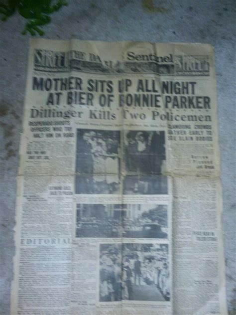 1934 Dallas Sentinel Front Page Bonnie And Clyde Funeral 1998298588
