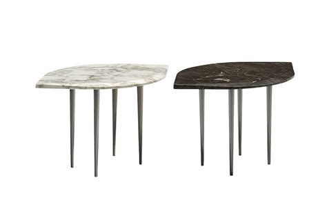 Leaf Shaped Marble Side Table With Chrome Legs Chio Bodema