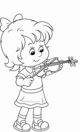 Coloring Pages School Violin Little Girl Playing Sarahtitus Child Printable Fun Colouring Kids Ready Season These Music Disney Bigstock Violinist sketch template