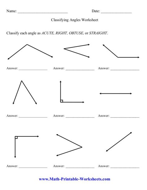 Classifying Angles Worksheet Worksheet For 3rd 6th Grade Lesson Planet