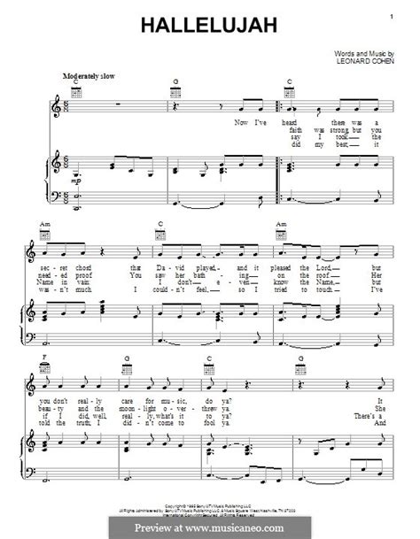 Insbesondere durch die entwicklung und verbreitung von notensatzprogrammen und notenscanprogrammen. Hallelujah von L. Cohen - Noten auf MusicaNeo