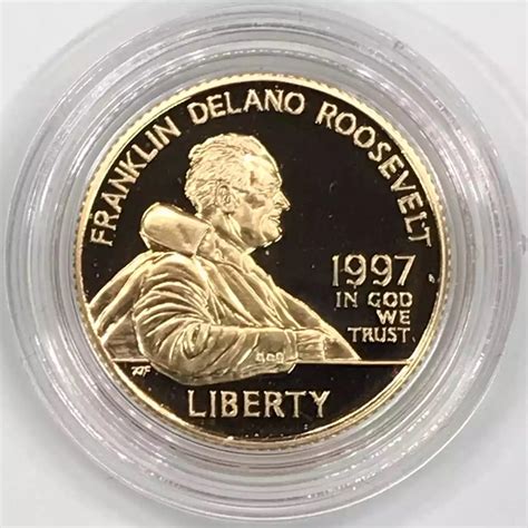 1997 W Franklin Delano Roosevelt Fdr Proof Gold 5 Coin Us Mint Ogp
